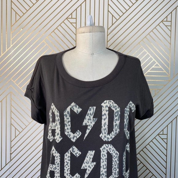 Chaser Free People ACDC Leopard T-Shirt Dress Gray - Picture 3 of 12